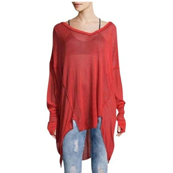 Free People Tops - Free People Washed Red Never Give Up Tee